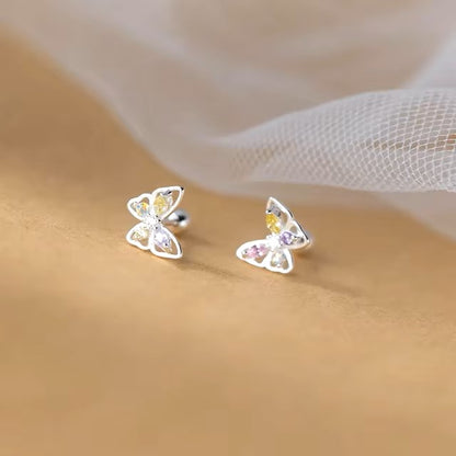 Korean 925 Silver Needle Tragus Piercing Helix Studs Earrings for Women 2Pcs Butterfly Heart Trendy Ear Piercing Body Jewelry dealshavens