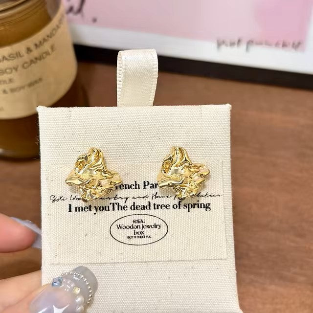 Geometric Irregular Round Metal Pearl Earrings for Women 2024 Minimalist Style Personality Earrings Trendy Jewelry Gift dealshavens