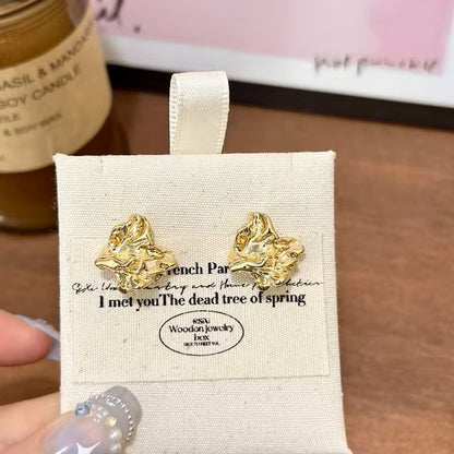 Geometric Irregular Round Metal Pearl Earrings for Women 2024 Minimalist Style Personality Earrings Trendy Jewelry Gift dealshavens