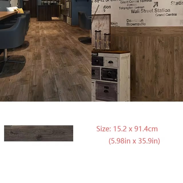 Self-Adhesive Wood Grain Floor Wallpaper Waterproof Wall Sticker Bedroom Living Room Toilet Kitchen Home Decor Floor Sticker Dealshavens