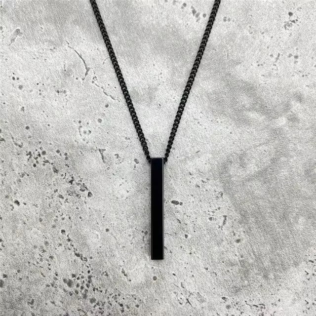 Popular Classic Rectangular Pendant Necklace for Men's Stainless Steel Black Cuban Chain Necklace for Men's Jewelry Gifts Dealshavens