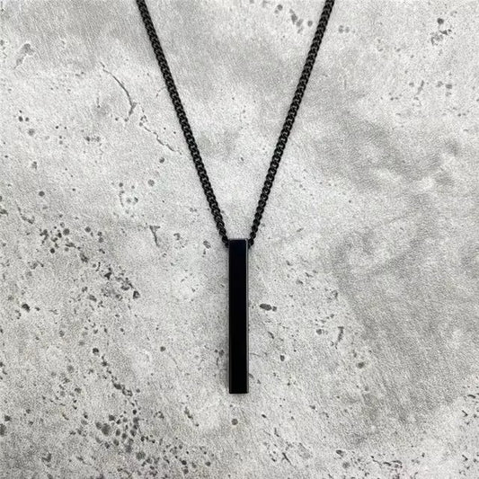 Popular Classic Rectangular Pendant Necklace for Men's Stainless Steel Black Cuban Chain Necklace for Men's Jewelry Gifts Dealshavens