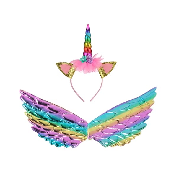 Girls Unicorn Headband Rainbow Wings Cat Ear Cute Hairband Unicorn Birthday Party Decoration Kid Dress Up Toy Cosplay Photo Prop Dealshavens