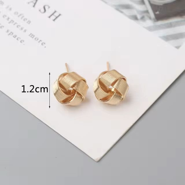 Tiny Metal Stud Earrings for Women Gold Color Twist Round Earrings Small Unusual Earrings boucles d'oreilles Fashion Jewelry Dealshavens