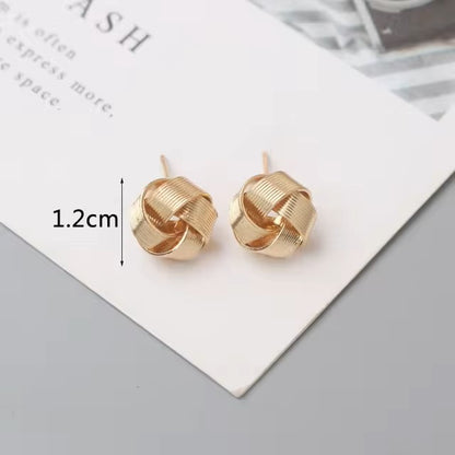 Tiny Metal Stud Earrings for Women Gold Color Twist Round Earrings Small Unusual Earrings boucles d'oreilles Fashion Jewelry Dealshavens