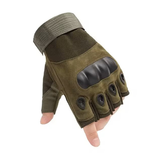 A hand wearing Fingerless Gloves