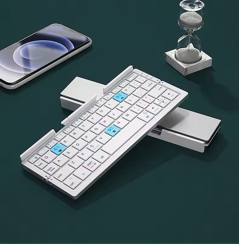 BOW Mini Folding Bluetooth Keyboard Wireless Keypad Support3 Devices With Stand Rechargeable Foldable Keyboard for Phone Tablet