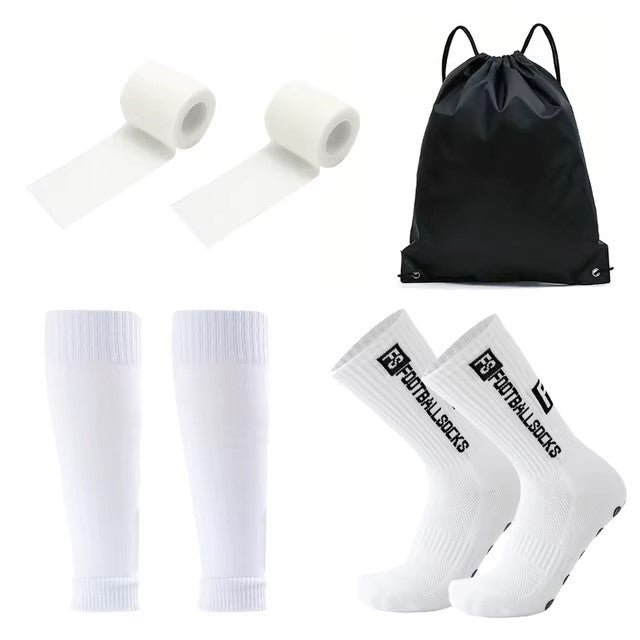 4PCS Suit Football Bag Football Socks Teenager Men's Sports Grip Socks Football Leg Cover Bandage Leg Soccer Training