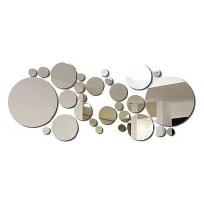 26 PCs 3D Acrylic Mirror Wall Sticker, round Mirror, DIY Bedroom, Bathroom and TV Background Room Sticker Wall Decoration Dealshavens