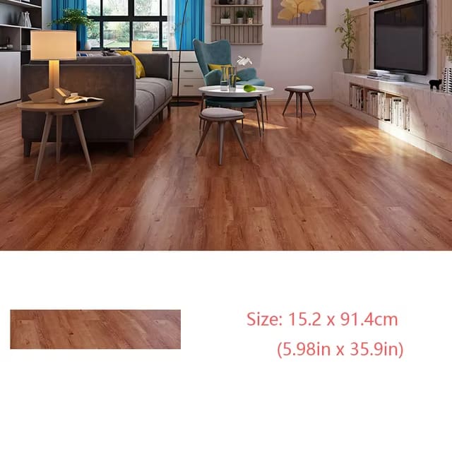 Self-Adhesive Wood Grain Floor Wallpaper Waterproof Wall Sticker Bedroom Living Room Toilet Kitchen Home Decor Floor Sticker Dealshavens