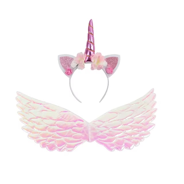 Girls Unicorn Headband Rainbow Wings Cat Ear Cute Hairband Unicorn Birthday Party Decoration Kid Dress Up Toy Cosplay Photo Prop Dealshavens