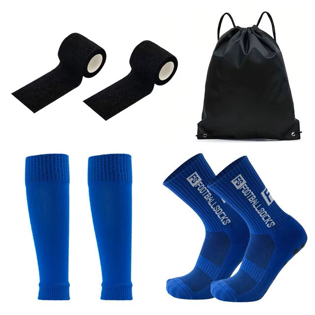 4PCS Suit Football Bag Football Socks Teenager Men's Sports Grip Socks Football Leg Cover Bandage Leg Soccer Training