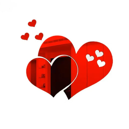 ملصقات حائط أكريليك على شكل قلب مرآة، ملصقات حائط DIY لغرفة المعيشة