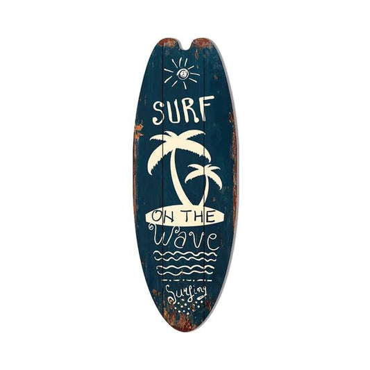 Vintage Wooden Printed Door Sign Sea Surfboard Summer Beach Ocean Theme Decorative Board Welcome Bar Home Wall Hanging Pendant