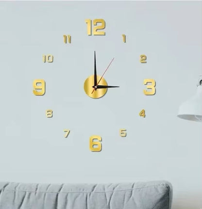 DIY Wall Clock for Home Office 40cm Frameless Modern 3D Wall Clock Mirror Stickers Hotel Room Design School Decoration Decor Dealshavens