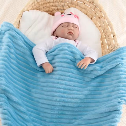 Thick solid color flannel baby striped baby blanket swaddle blanket children sofa blanket yoga throw blanket newborn - Dealshavens