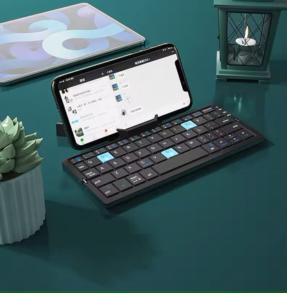 BOW Mini Folding Bluetooth Keyboard Wireless Keypad Support3 Devices With Stand Rechargeable Foldable Keyboard for Phone Tablet