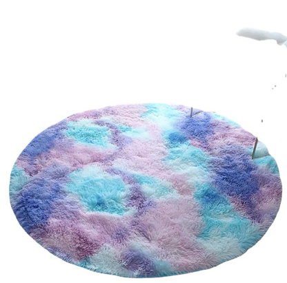 1pc Circle Round Shaggy Rug Tie Dye Soft Living Room Bedroom Carpet Floor Mat Anti-Skid 40CM Modern Style Home Decoration