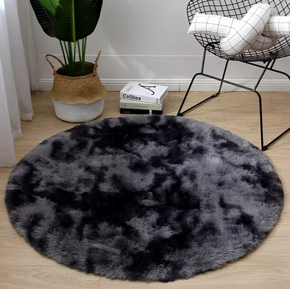 1pc Circle Round Shaggy Rug Tie Dye Soft Living Room Bedroom Carpet Floor Mat Anti-Skid 40CM Modern Style Home Decoration