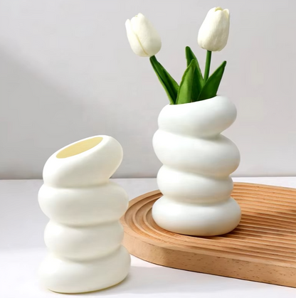 1PC Plastic Spiral White Vase Hydroponic Pot Vase Decoration Home Desk Decorative Vases for Flowers Decoration Maison Floreros