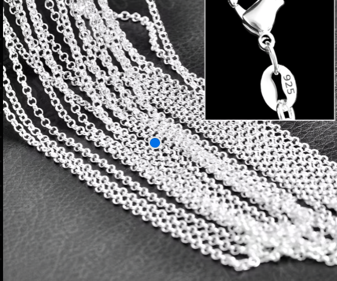 10PCS Wholesale Pure 925 Sterling Silver Charm Link Chain Necklace Jewelry with Strong Smooth Lobster Clasps 16-30 Inches