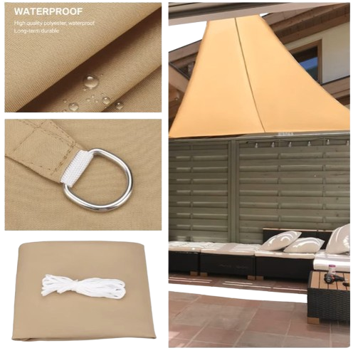 5x5x5/2x2x2M Waterproof Sun Shelter Triangle Sunshade Protection Outdoor Canopy Garden Patio Pool Shade Sail Awning Shade Cloth