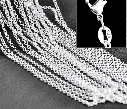 10PCS Wholesale Pure 925 Sterling Silver Charm Link Chain Necklace Jewelry with Strong Smooth Lobster Clasps 16-30 Inches