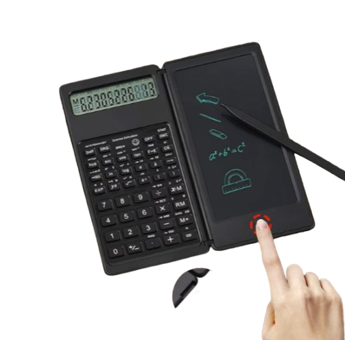 2-In-1 Foldable Scientific Calculator & 6 inch Writing Tablet 10 Digit LCD Display For College Office Student Teacher Accountant