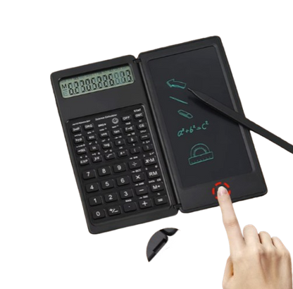 2-In-1 Foldable Scientific Calculator & 6 inch Writing Tablet 10 Digit LCD Display For College Office Student Teacher Accountant