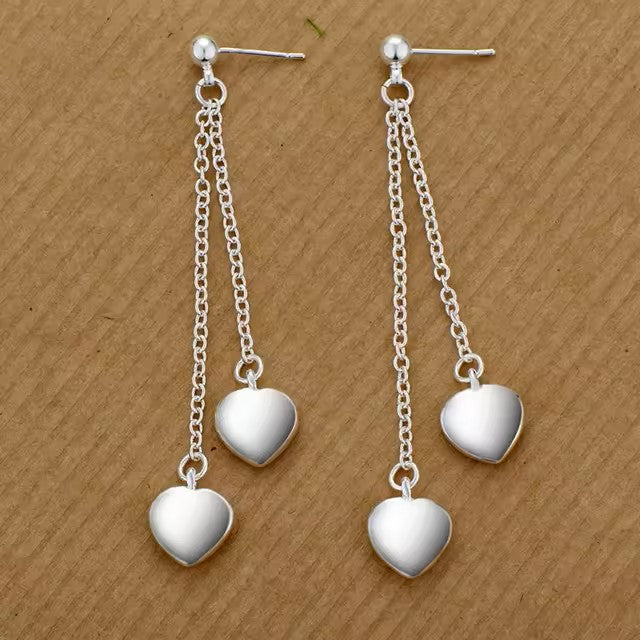 Original 925 Sterling Silver Earrings Hearts For Women Exquisite Student Girlfriend Jewelry Accessories Wedding Fashion Gift dealshavens