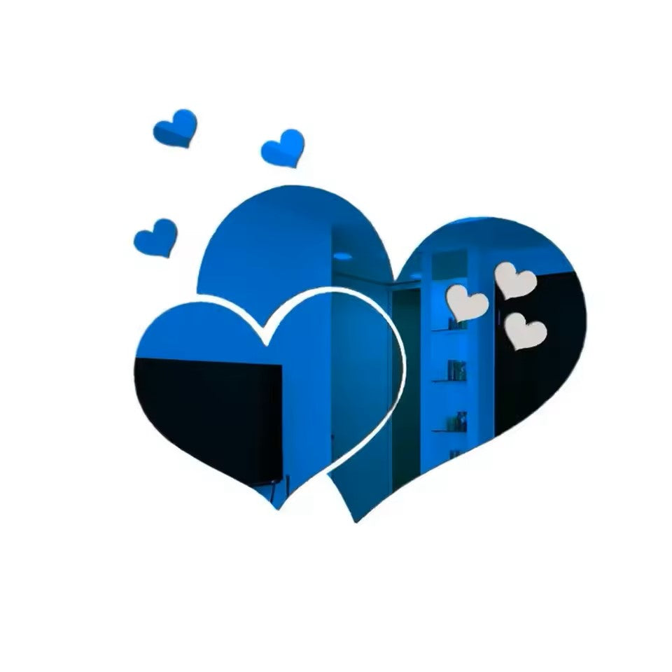 ملصقات حائط أكريليك على شكل قلب مرآة، ملصقات حائط DIY لغرفة المعيشة