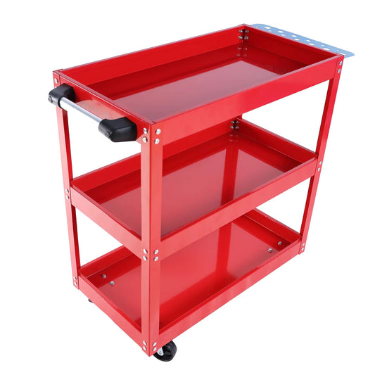 Tool Cart, 3 Tier Rolling Mechanic Tool Cart, Heavy Duty Steel Utility Cart w/Lockable Wheels, 450 LBS Capacity Industrial Servi