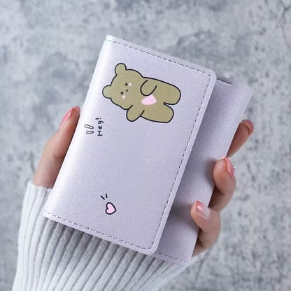 Women Short Cute Small Wallets Student Triple Fold Card Holder Girl ID Bag Card Holder Coin Purse Lady Wallets Cartoon Bag