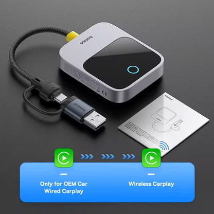 Baseus CarPlay Wireless Adapter Smart CarPlay Box IOS Wired to Wireless Car Play Display Plug&Play Bluetooth WiFi Connect Auto Dealshavens