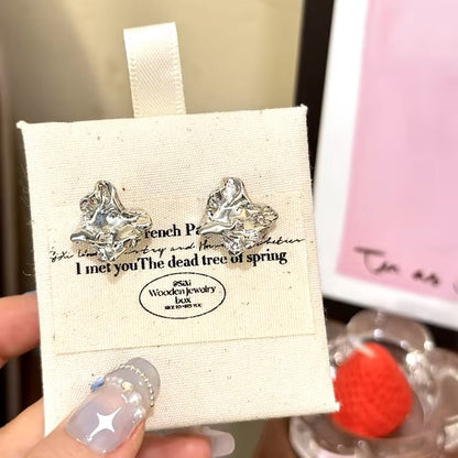 Geometric Irregular Round Metal Pearl Earrings for Women 2024 Minimalist Style Personality Earrings Trendy Jewelry Gift dealshavens