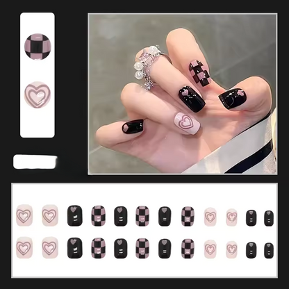 Black Moon 24 Pcs Press on Nails Pink Gradient Fake Nails Glossy Artificial Finger Manicure Reusable False Nails for Women