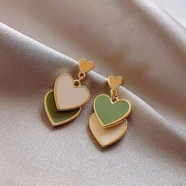 Vintage Red Green Enamel Water Drop Earrings For Women Piercing Ear Jewelry Korean Female Hanging Earring Lovely Kolczyki Gift dealshavens