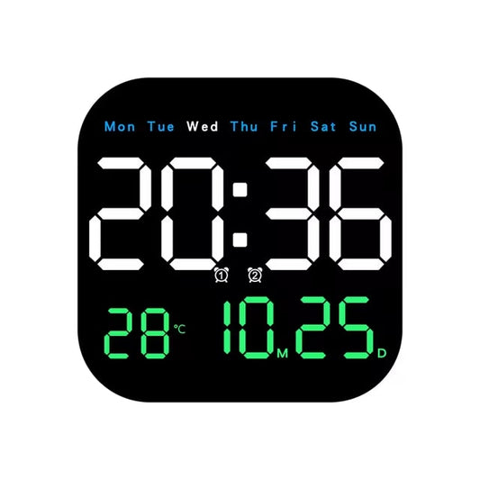 Digital Wall Clocks Temperature Date Week Dispaly Electronic Table Clock 12/24H Wall-mounted LED Alarm Clock Remote Control