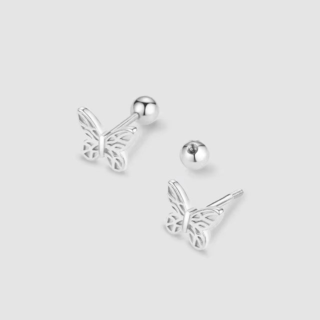 Korean 925 Silver Needle Tragus Piercing Helix Studs Earrings for Women 2Pcs Butterfly Heart Trendy Ear Piercing Body Jewelry dealshavens