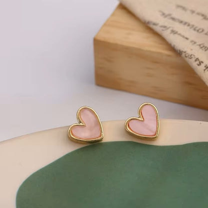 Cute Korean Earrings Heart Bling Zircon Stone Rose Gold Color Stud Earring for Women Fashion Jewelry 2021 New Gift dealshavens