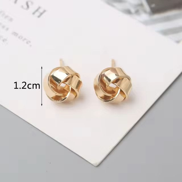 Tiny Metal Stud Earrings for Women Gold Color Twist Round Earrings Small Unusual Earrings boucles d'oreilles Fashion Jewelry Dealshavens