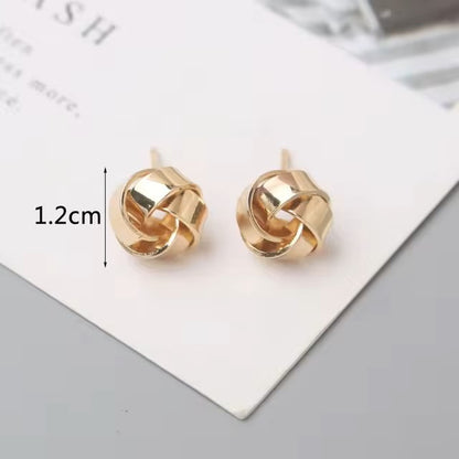 Tiny Metal Stud Earrings for Women Gold Color Twist Round Earrings Small Unusual Earrings boucles d'oreilles Fashion Jewelry Dealshavens