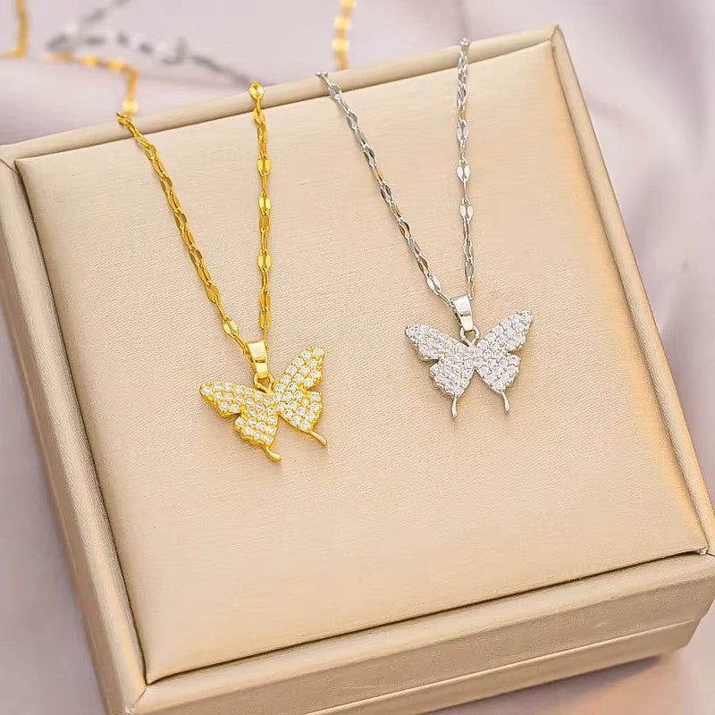 Chain Necklace Exquisite Golden Crystal Pendant Collar Chain Necklace
