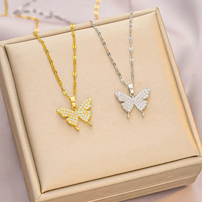 Chain Necklace Exquisite Golden Crystal Pendant Collar Chain Necklace