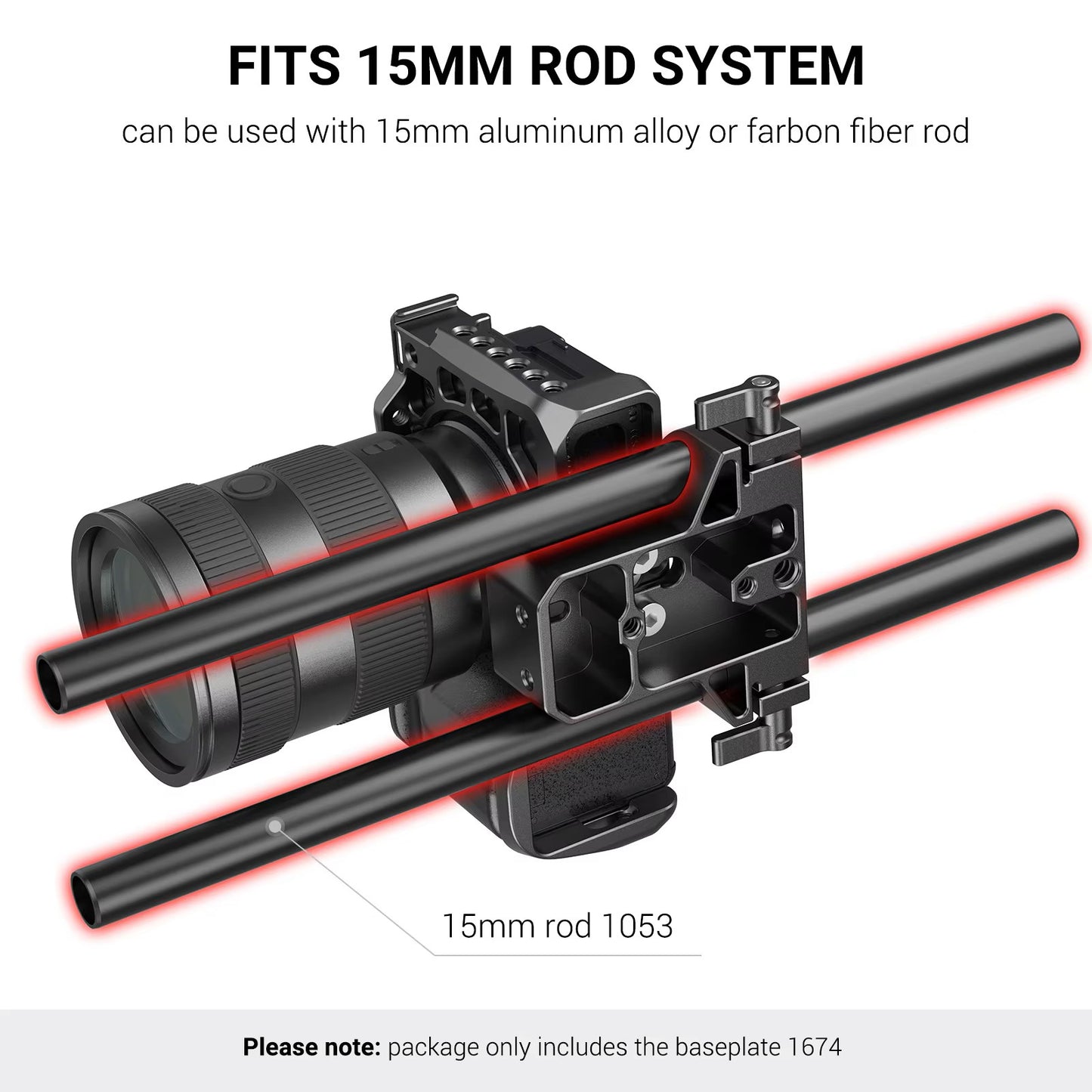 Small rig camera base plate with dual 15mm rod rail clamp for Sony FS7 A7 Series for Canon C100 C300 for Panasonic GH5 1674 - Dealshavens