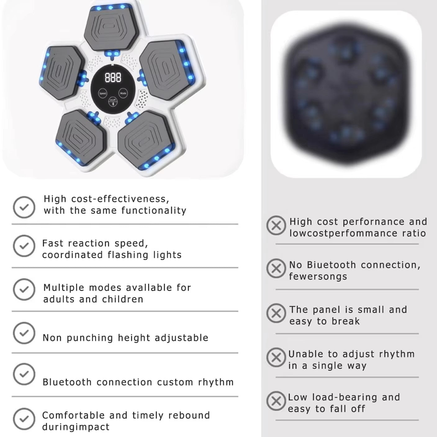 Smart Bluetooth boxing machine with boxing gloves, wall mounted boxing training with display screen without punching holes