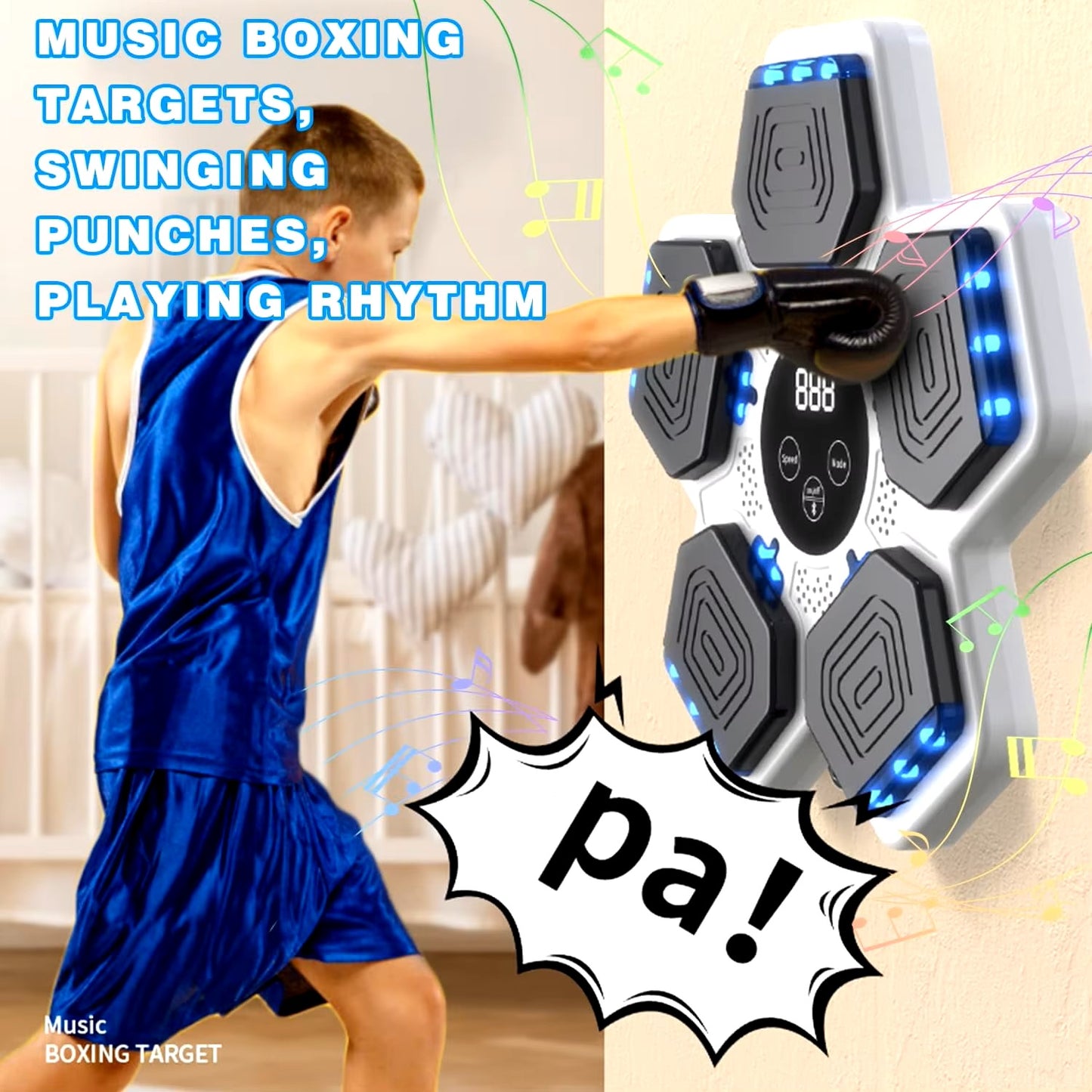 Smart Bluetooth boxing machine with boxing gloves, wall mounted boxing training with display screen without punching holes