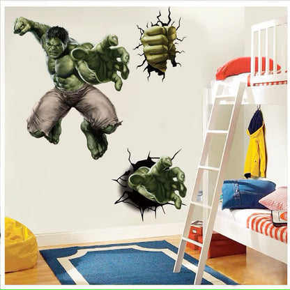 Spiderman Super Captain America Hulk Heroes Wall Stickers For Kids Room Home Bedroom PVC Decor Cartoon Movie Mural Art Decals