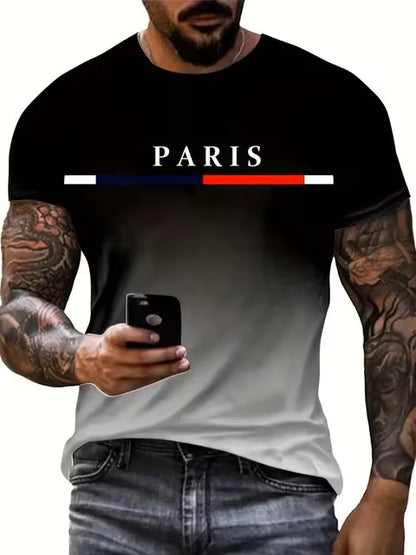 Summer fashion men's T-shirt with coconut tree print pattern casual loose street fashion fitness round neck short-sleeved top