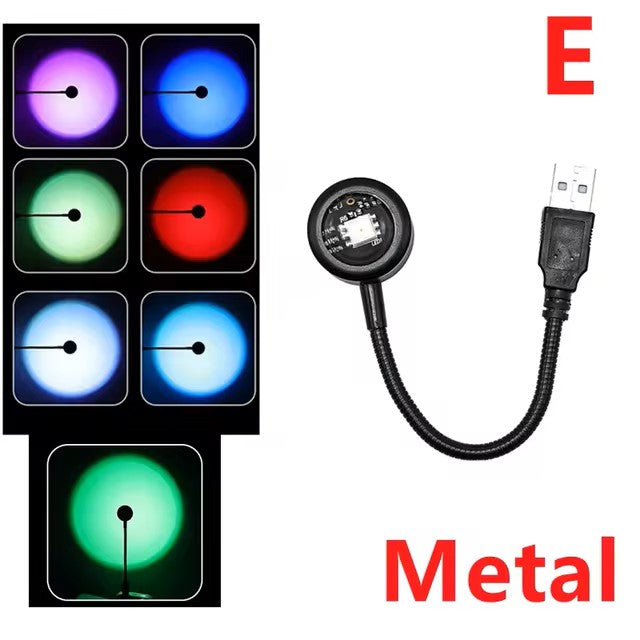 جهاز عرض ضوء قوس قزح ليلي بمنفذ USB LED لغروب الشمس